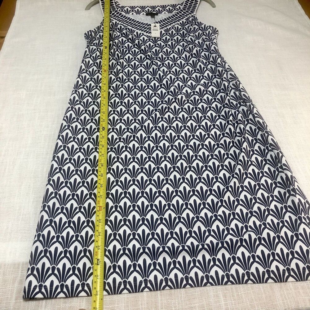 Talbots Effortless Jersey Dress S Blue White Fan Print Sleeveless V Neck Coastal - Picture 12 of 13